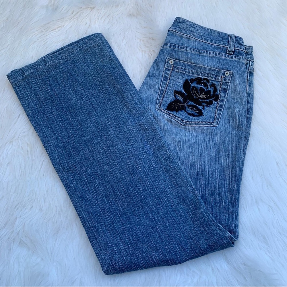 WHBM Embroidered Boot Cut Jeans